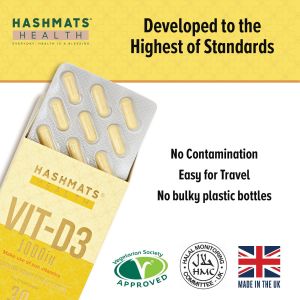 Halal Certified Vitamin D 1000iu - Vit-D3 by HASHMATS®