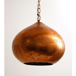 Hanglamp pompoen filigrain-stijl metaal verweerd koper kleur finish